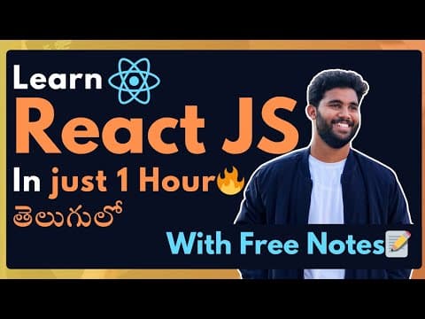 Thumbnail for React JS Tutorial for Beginners (2025) 🔥📝 | Learn Components, JSX, Props, Vite &amp; Virtual DOM Quick - video
