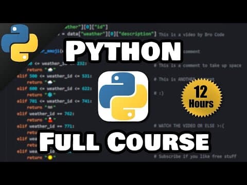 Thumbnail for Python Full Course for free 🐍 - video