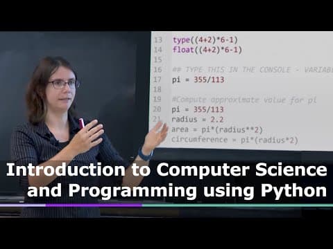 Thumbnail for Lecture 1: Introduction to CS and Programming Using Python - video